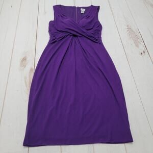 Cache purple empire waist cross front padded sheath dress cocktail 10 stretch